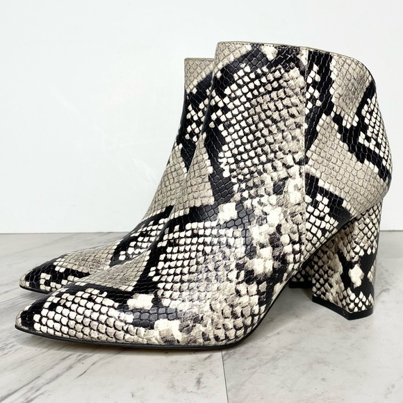 New! Marc Fisher Unno Snakeskin Leather Bootie 6 1/2 - Picture 1 of 13